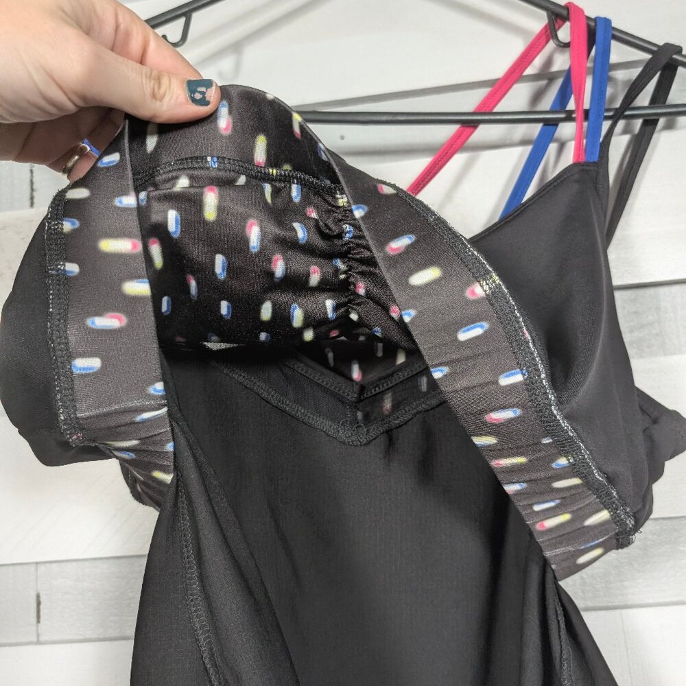 Lucky in Love Neon Lights Let it Glow Tank Top Womens XL built in bra black Cami - Picture 8 of 10